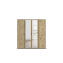 Drehtürenschrank >Voyager< 4 Türen, 7 Böden, Eiche Artisan Dekor / Spiegel - 187x194x53cm B/H/T