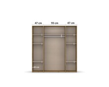 Drehtürenschrank >Voyager< 4 Türen, 7 Böden, Eiche Artisan Dekor / Spiegel - 187x194x53cm B/H/T