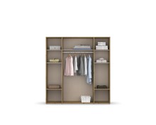 Drehtürenschrank >Voyager< 4 Schübe, 5 Böden, Eiche Artisan Dekor / Spiegel - 187x194x53cm B/H/T