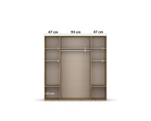 Drehtürenschrank >Voyager< 4 Schübe, 5 Böden, Eiche Artisan Dekor / Spiegel - 187x194x53cm B/H/T