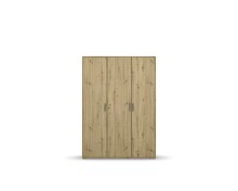Drehtürenschrank >Voyager< 3 Türen, 4 Böden, 1 Stange, Eiche Artisan Dekor - 140x194x53cm B/H/T