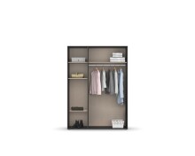 Drehtürenschrank >Voyager< 4 Böden, Eiche Artisan Dekor / Spiegel / grau - 140x194x53cm (B/H/T)