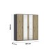 Drehtürenschrank >Voyager< 7 Böden, Eiche Artisan Dekor / Spiegel / grau - 187x194x53cm (B/H/T)