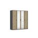 Drehtürenschrank >Voyager< 7 Böden, Eiche Artisan Dekor / Spiegel / grau - 187x194x53cm (B/H/T)