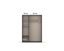 Drehtürenschrank >Voyager< 2 Schübe, Eiche Artisan Dekor / Spiegel / grau - 140x194x53cm (B/H/T)