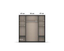 Drehtürenschrank >Voyager< 4 Schübe, Eiche Artisan Dekor / Spiegel / grau - 187x194x53cm (B/H/T)