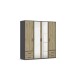 Drehtürenschrank >Voyager< 4 Schübe, Eiche Artisan Dekor / Spiegel / grau - 187x194x53cm (B/H/T)