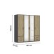 Drehtürenschrank >Voyager< 4 Schübe, Eiche Artisan Dekor / Spiegel / grau - 187x194x53cm (B/H/T)