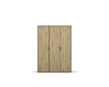 Drehtürenschrank >Voyager< 4 Böden, 1 Stange, Eiche Artisan Dekor / grau - 140x194x53cm (B/H/T)