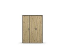 Drehtürenschrank >Voyager< 4 Böden, 1 Stange, Eiche Artisan Dekor / grau - 140x194x53cm (B/H/T)