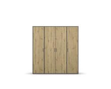Drehtürenschrank >Voyager< 7 Böden, 1 Stange, Eiche Artisan Dekor / grau  - 187x194x53 (BxHxT)