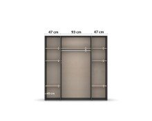 Drehtürenschrank >Voyager< 7 Böden, 1 Stange, Eiche Artisan Dekor / grau  - 187x194x53 (BxHxT)