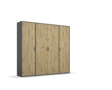 Drehtürenschrank >Voyager< 7 Böden, 1 Stange, Eiche Artisan Dekor / grau  - 187x194x53 (BxHxT)