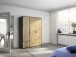 Drehtürenschrank >Voyager< 2 Schübe, 3 Böden, Eiche Artisan Dekor / grau  - 140x194x53 (BxHxT)