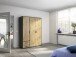 Drehtürenschrank >Voyager< 2 Schübe, 3 Böden, Eiche Artisan Dekor / grau  - 140x194x53 (BxHxT)
