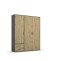 Drehtürenschrank >Voyager< 2 Schübe, 3 Böden, Eiche Artisan Dekor / grau  - 140x194x53 (BxHxT)
