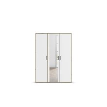 Drehtürenschrank >Voyager< 4 Böden, Eiche Artisan Dekor / weiss / Spiegel - 140x194x53cm (B/H/T)