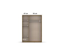 Drehtürenschrank >Voyager< 4 Böden, Eiche Artisan Dekor / weiss / Spiegel - 140x194x53cm (B/H/T)