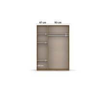 Drehtürenschrank >Voyager< 4 Böden, Eiche Artisan Dekor / weiss / Spiegel - 140x194x53cm (B/H/T)