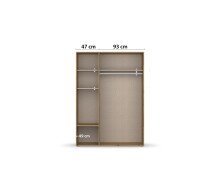 Drehtürenschrank >Voyager< 2 Schübe, Eiche Artisan Dekor / weiss / Spiegel - 140x194x53cm (B/H/T)