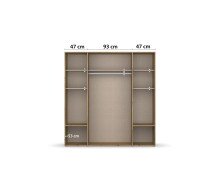 Drehtürenschrank >Voyager< 4 Schübe, Eiche Artisan Dekor / weiss / Spiegel - 187x194x53cm (B/H/T)