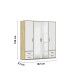 Drehtürenschrank >Voyager< 4 Schübe, Eiche Artisan Dekor / weiss / Spiegel - 187x194x53cm (B/H/T)