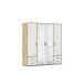 Drehtürenschrank >Voyager< 4 Schübe, Eiche Artisan Dekor / weiss / Spiegel - 187x194x53cm (B/H/T)