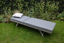 Gartenliege >Valencia< inkl. Auflage/Polster in grau meliert - 200x65x39 (LxBxH)