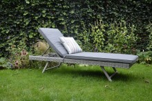 Gartenliege >Valencia< inkl. Auflage/Polster in grau meliert - 200x65x39 (LxBxH)