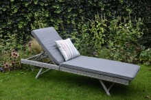 Gartenliege >Valencia< inkl. Auflage/Polster in grau meliert - 200x65x39 (LxBxH)