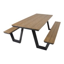 Garten-Essgruppe >Arezzo< in teaklook, Polywood - 200x75x177,5cm (BxHxT)
