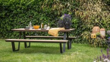 Garten-Essgruppe >Arezzo< in teaklook, Polywood - 200x75x177,5cm (BxHxT)