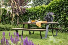 Garten-Essgruppe >Arezzo< in teaklook, Polywood - 200x75x177,5cm (BxHxT)