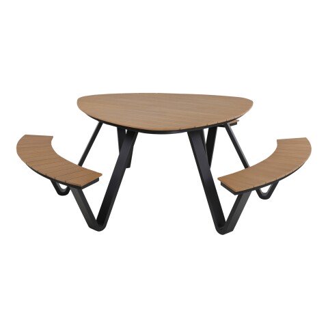 Garten-Essgruppe >Arezzo< in teaklook, Polywood - 139,5x140x74x230cm (LxBxHxD)