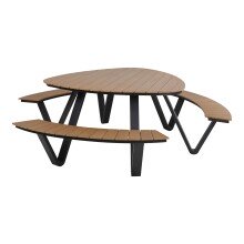 Garten-Essgruppe >Arezzo< in teaklook, Polywood - 139,5x140x74x230cm (LxBxHxD)