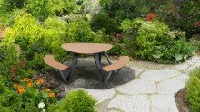 Garten-Essgruppe >Arezzo< in teaklook, Polywood - 139,5x140x74x230cm (LxBxHxD)