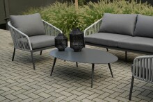 Gartenlounge-Set >CATTIVU< Sessel, 2-Sitzer, Tisch, in grau - 169x307x77,5x307 (LxBxHxD)