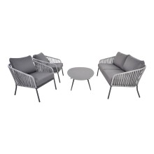 Gartenlounge-Set >CATTIVU< Sessel, 2-Sitzer, Tisch, in grau - 169x307x77,5x307 (LxBxHxD)