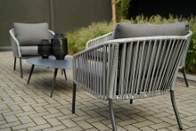 Gartenlounge-Set >CATTIVU< Sessel, 2-Sitzer, Tisch, in grau - 169x307x77,5x307 (LxBxHxD)