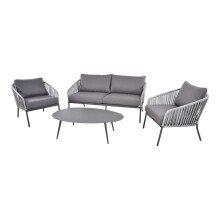 Gartenlounge-Set >CATTIVU< Sessel, 2-Sitzer, Tisch, in grau - 169x307x77,5x307 (LxBxHxD)