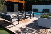 Gartenlounge-Set >BELEZZA< 3-Sitzer, 2 Sessel, Tisch, in Aluminium grau, inkl. Kissen