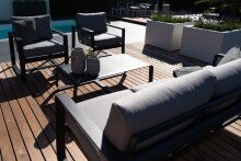 Gartenlounge-Set >BELEZZA< 3-Sitzer, 2 Sessel, Tisch, in Aluminium grau, inkl. Kissen