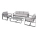 Gartenlounge-Set >BELEZZA< 3-Sitzer, 2 Sessel, Tisch, in Aluminium grau, inkl. Kissen