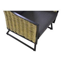 Gartenlounge-Set >SOLAMENTE< 2-Sitzer, 2 Sessel, Tisch, Geflecht natur, inkl Kissen dunkelgrau