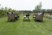 Gartenlounge-Set >SOLAMENTE< 2-Sitzer, 2 Sessel, Tisch, Geflecht natur, inkl Kissen dunkelgrau