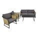 Gartenlounge-Set >SOLAMENTE< 2-Sitzer, 2 Sessel, Tisch, Geflecht natur, inkl Kissen dunkelgrau