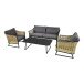 Gartenlounge-Set >SOLAMENTE< 2-Sitzer, 2 Sessel, Tisch, Geflecht natur, inkl Kissen dunkelgrau