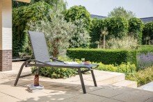 Gartenliege >Mojito Negro< Komforthöhe 48cm, in schwarz/grau - 66,5x195 (BxT)