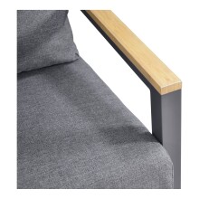 Gartenlounge-Set >Donnan< 3-Sitzer, 2 Sessel, Tisch, Beistelltisch, Aluminium anthrazit, Bambus