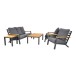 Gartenlounge-Set >Donnan< 3-Sitzer, 2 Sessel, Tisch, Beistelltisch, Aluminium anthrazit, Bambus